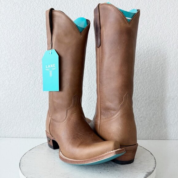 Lane EMMA JANE Womens Cowboy Boots 8.5 Brown Western Cowgirl Mid Calf Tall Boots - Picture 1 of 13